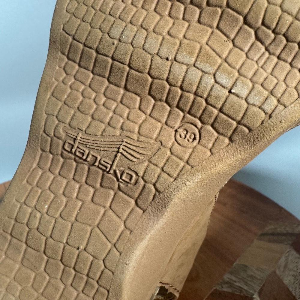 Dansko Danae Tan Nubuck Leather Wedge Sandals EU 39 US 8.5-9 Hook Loop Strap - Picture 6 of 6